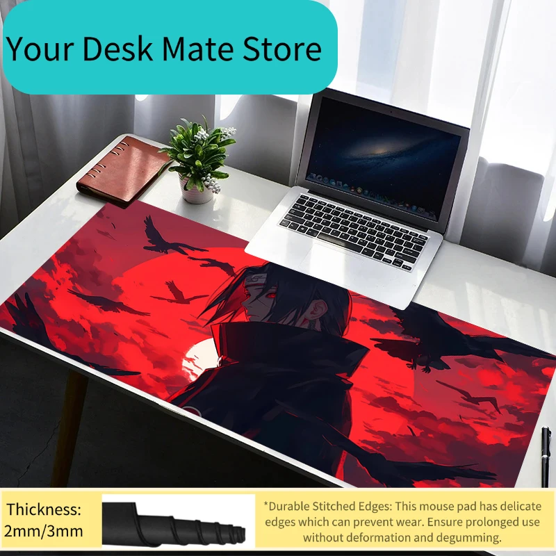 Mouse Pad Non Slip Rubber Mousepad Naruto Itachi Uchiha Laptop Gamer Cabinet Keyboard Pad Office Computer Gaming Desk Mouse Mat