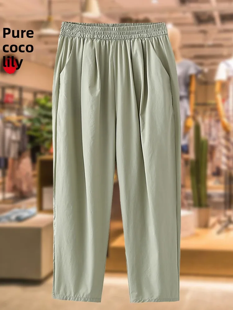 

Летние брюки больших размеров «Восемнадцать», женские свободные спортивные брюки с завышенной талией, тонкие повседневные брюки с высокой талией