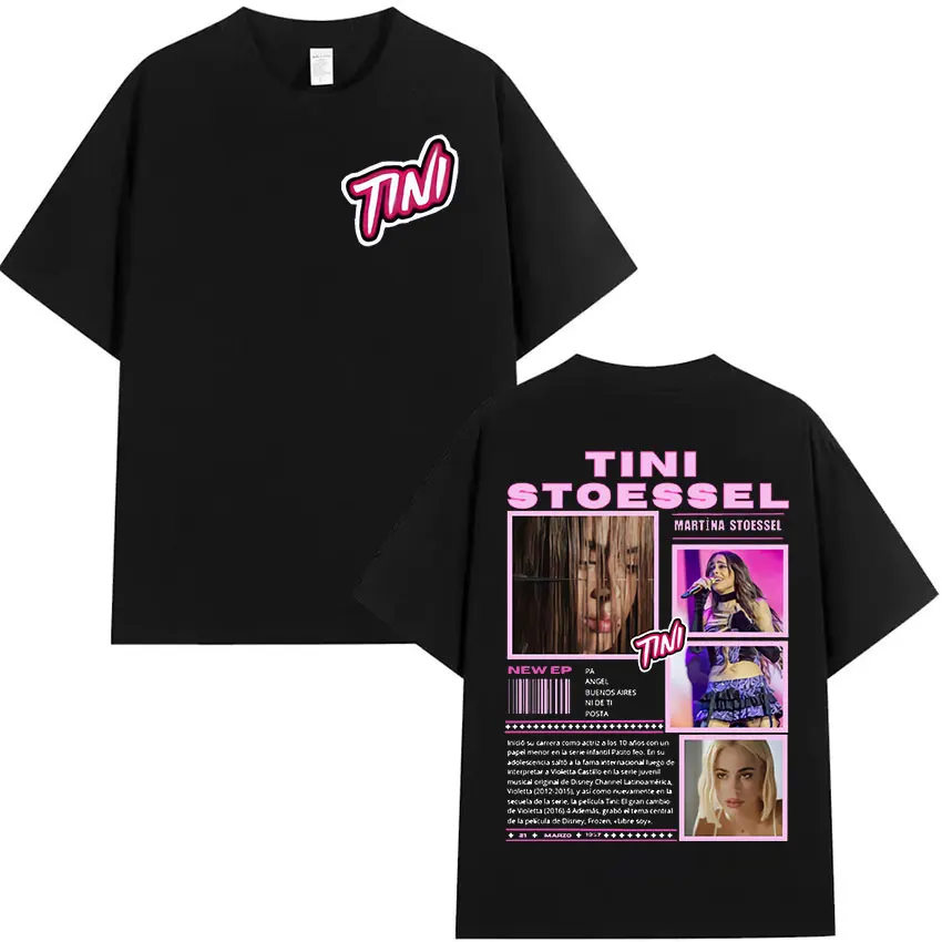تي شيرت جرافيك Singer TINI STOESSEL Tour 2025 للرجال والنساء Harajuku الهيب هوب الصيف طباعة 100% القطن الخالص تي شيرت