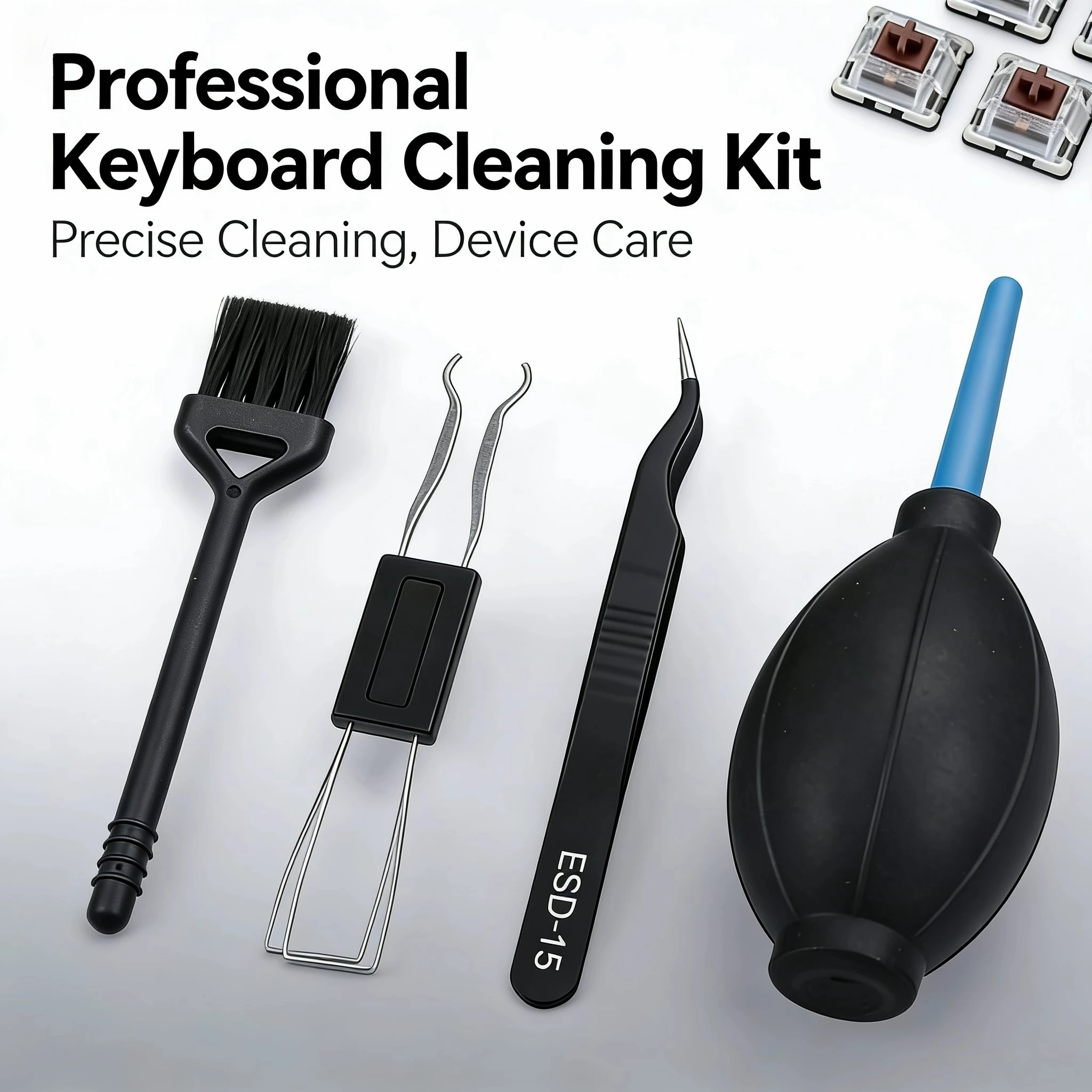 4 in 1 Keyboard Cleaning Kit Multifunctional Mechanical Keyboard Cleaner Tool Set with 2-in-1 Keycap Puller Switch Puller Powerf