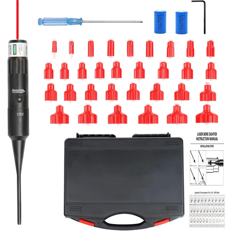 Red Laser Bore Sight Kit .17 .177 .22LR to .78 12GA Caliber Boresighter Hunting Laser Collimator With Battery - view 6