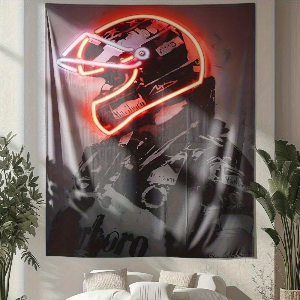 Cyberpunk mech helmet Digital printing polyester wall tapestry suitable for use in living rooms bedrooms offices bars and party