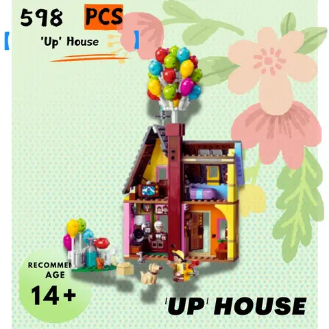 598Pcs 재고 있음 전문가 비행 풍선 집 팝 도시 조각 모듈 형 데스크탑 장식 친구 어린이를위한 장난감 성인 43217