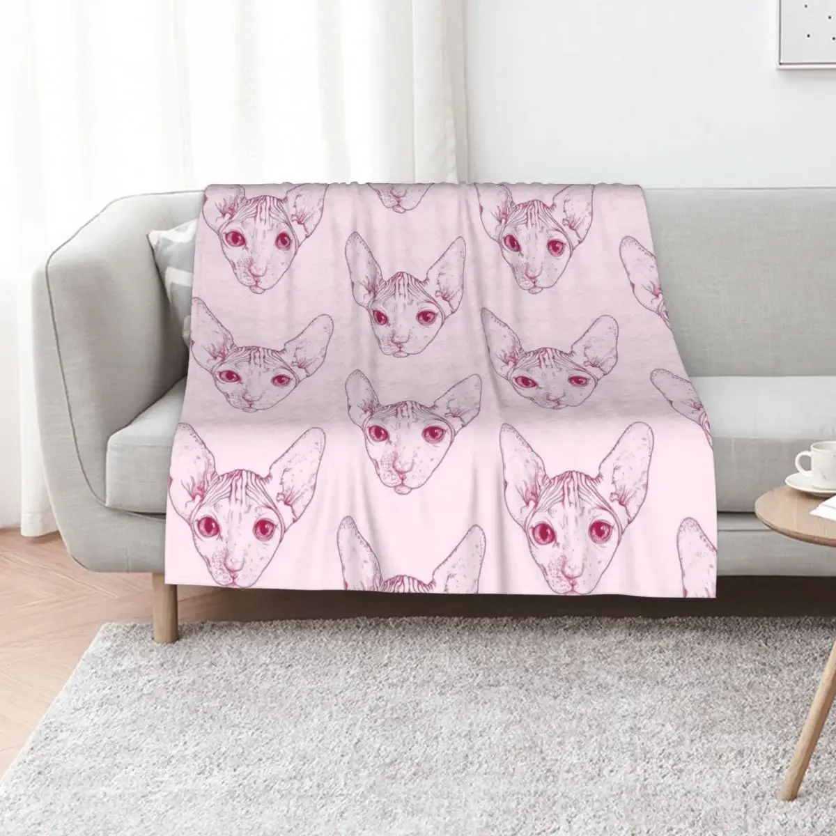

Sphynx. Cat pink Throw Blanket funny gift Beautifuls anime Luxury Blankets