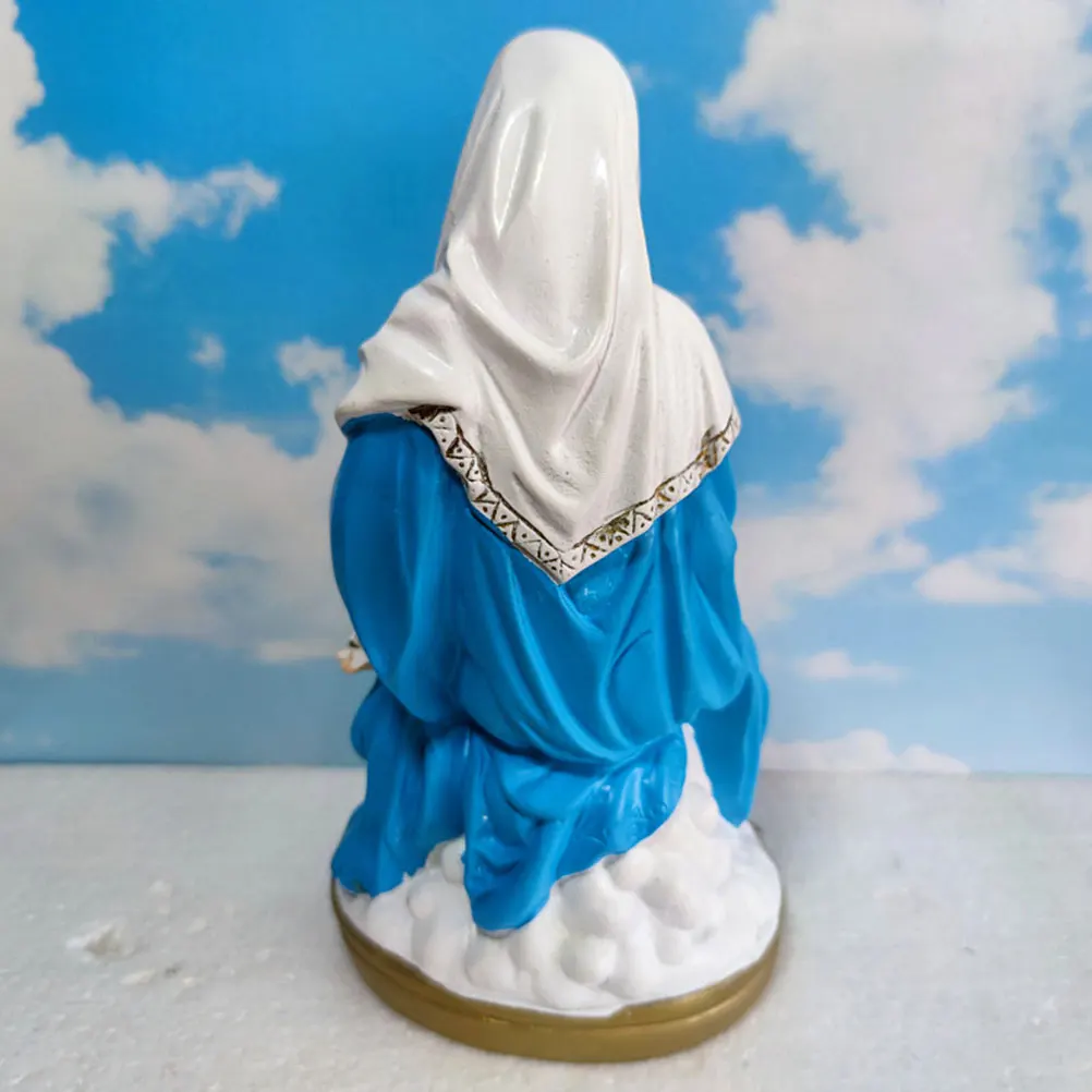 

Virgin Mary and Statue Resin Craft Desktop Ornament for Church Hotel Coffee Shop Religious Decor