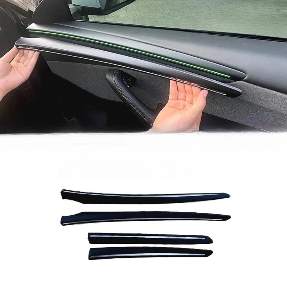 Car Door Side Decorative Strip Sticker Cover Interior Door Panel Molding Trim for Tesla Mode Y/YL Juniper 2025-2026 4PCS