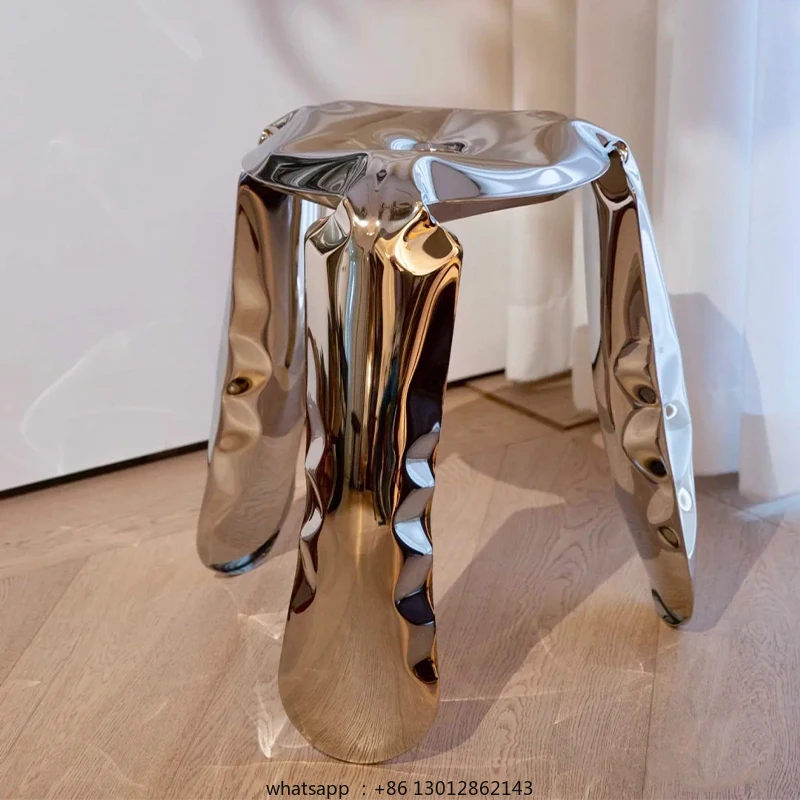 

Stainless steel balloon stool art tripod shoe changing stool