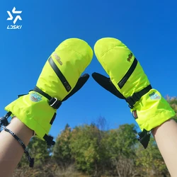 LDSKI-Guantes Térmicos de esquí para niños y niñas, manoplas de cuero, transpirables, impermeables, antideslizantes, para Snowboard, ciclismo de nieve, Invierno