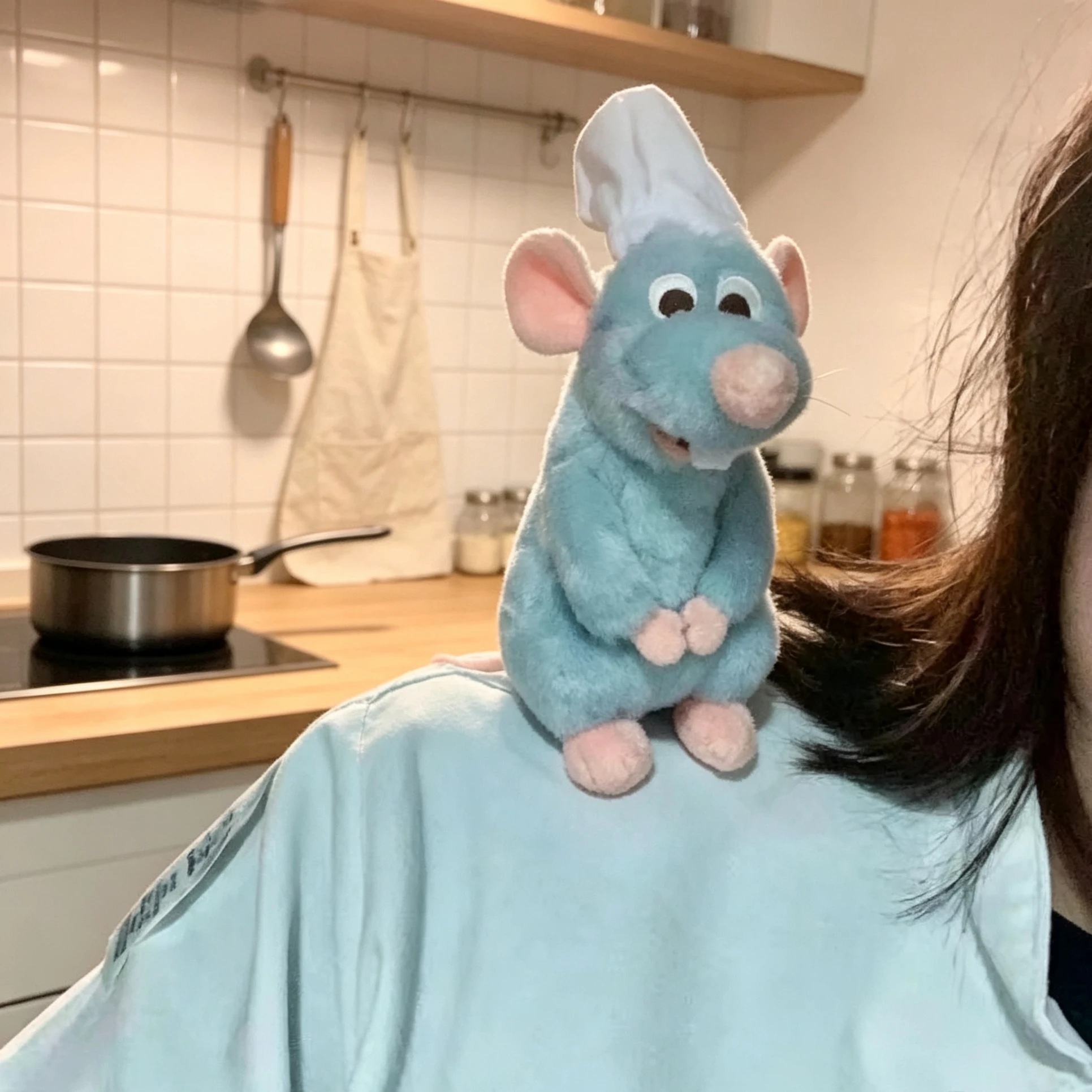 Cute Gray Chef Mouse Plush Toy Magnetic Base cartoon Chef Mouse Filled doll Detachable Magnetic desktop Decoration Gift