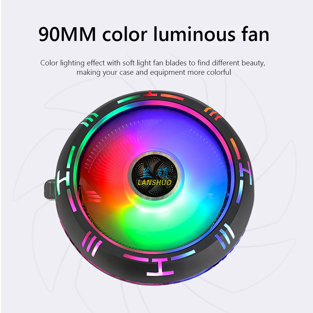 Rainbow RGB CPU Ventilator Low Profile CPU Air Cooler with 90mm Silent Fan  for AMD AM4 AM3+ AM3 AM2+ AM2 FM2 FM1