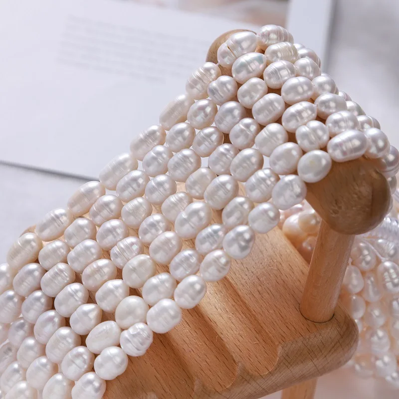 

A Natural Pearl 8-9mm Threaded Rice-shaped Strand Beads for Jewelry Making Supplies DIY Necklace Bracelet Accessories Materials