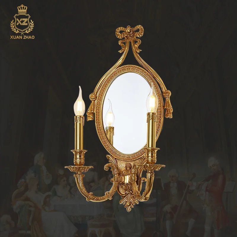 

Европейская вилла Дуплекс Гостиная Латунный настенный светильник Европейская спальня Ванная комната с зеркалом Медный настенный светильник