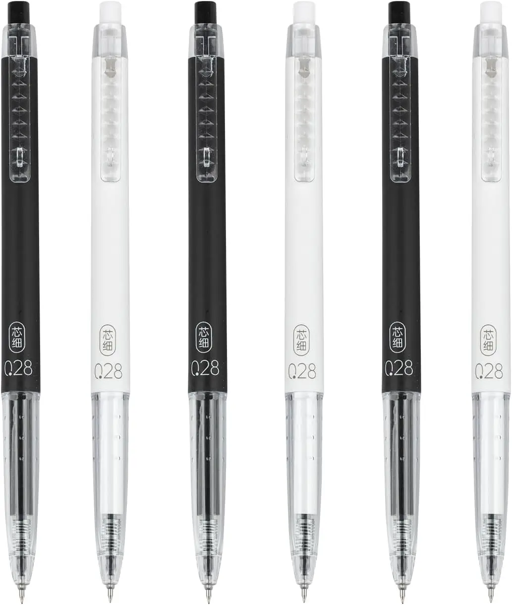 

0.28mm Extra Fine Point Gel Pens, Black Ink, 6-Pack for Smooth Writing