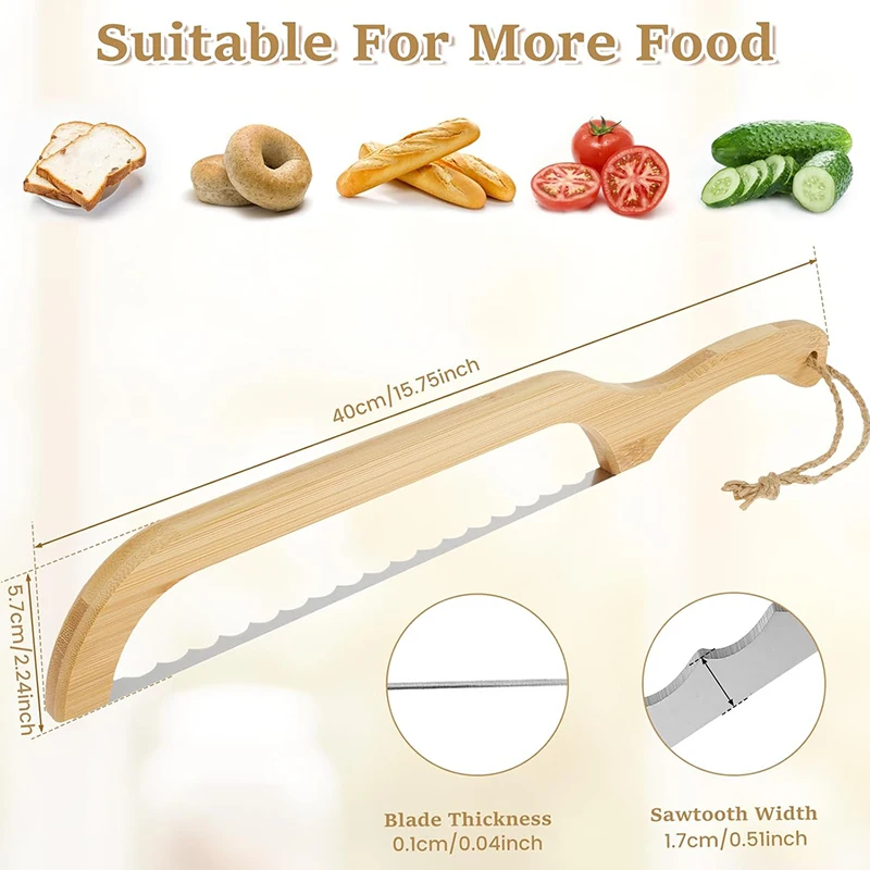 Bread Bow Cutter with Wooden Handle Stainless Steel Sourdough Bread Slicer Bread Bow Saw Fruit Pastry Bread Slicer Baking Tool