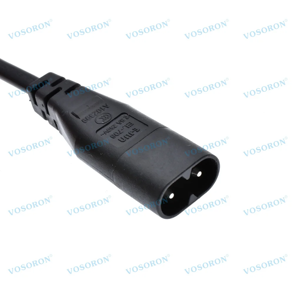 IEC 320 C8 Male to Dual C7 Female Y Split Power Cable, IEC 2Pin Figure 8 Male to 2 Female Cord