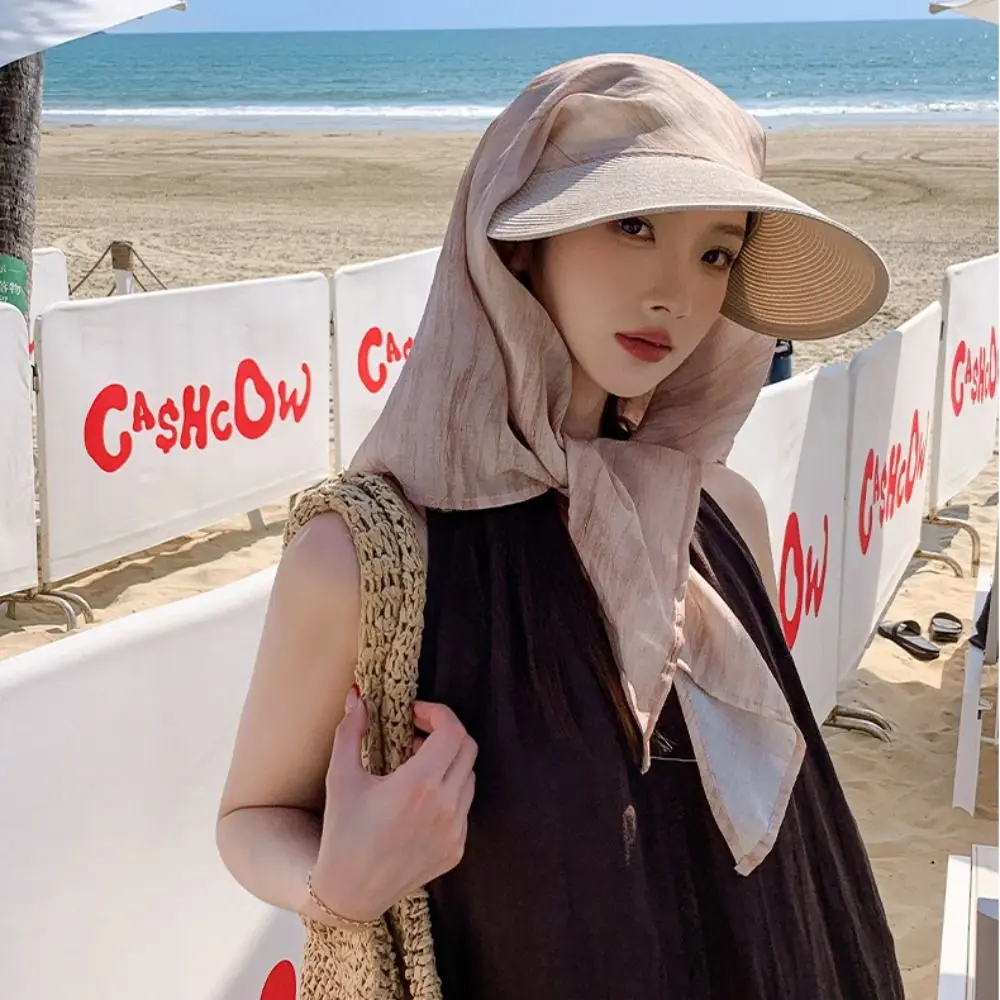 Korean Style Headscarf Baseball Hat Wide Brim Hair Scarf Scarf Baseball Cap Neck Guard Neck Protection Headscarf Hat Summer