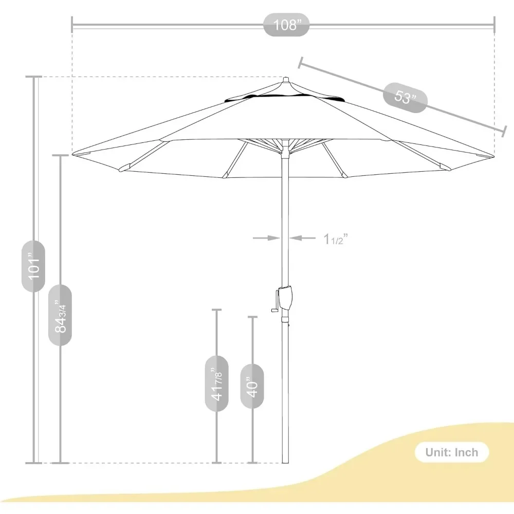 Bronze Pole Sonnenschirme für Garten und Terrasse Auto Tilt Sonnenschirm Sonnenschirm & Basen Terrasse 9 'Runde Aluminium frachtfrei