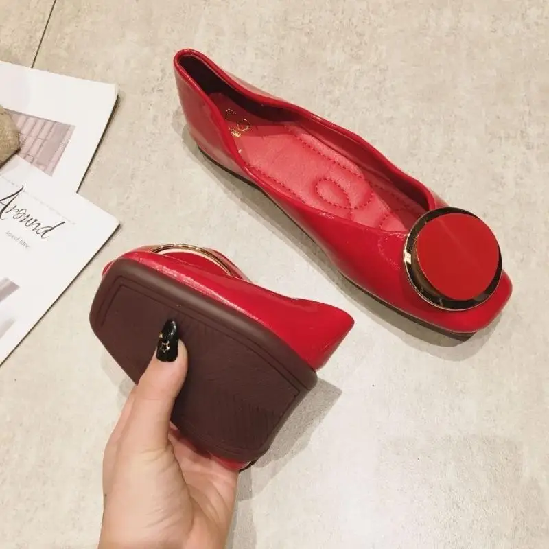Spring Summer Soft Shoes Women Flats Fashion Brand Elegant Ladies Single Shoes Black Red Yellow Plus Size 42 D430