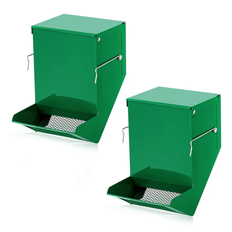 【TODAY-ONLY!】Metal Chicken Grit Oyster Shell Feeder 2 Pcs For Cage Food Dispenser With Lid Small Animal Feeders