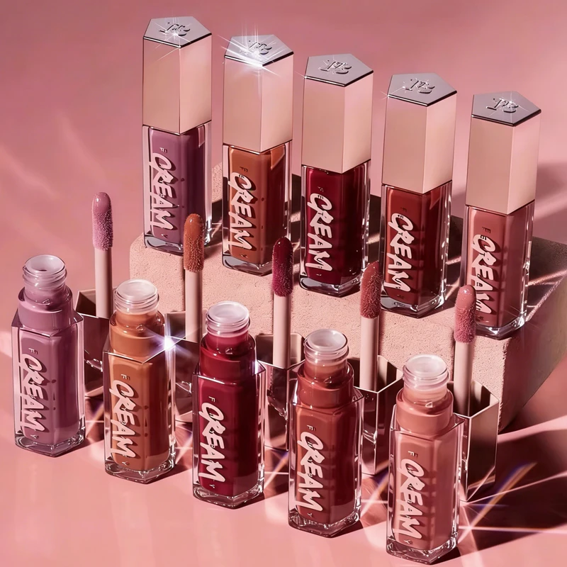 Fenty Beauty Discount Lipstick Peach Nude Powder with A Hint of Shimmering Lip Gloss MAUVE WIVE Hot Chocolit Color number