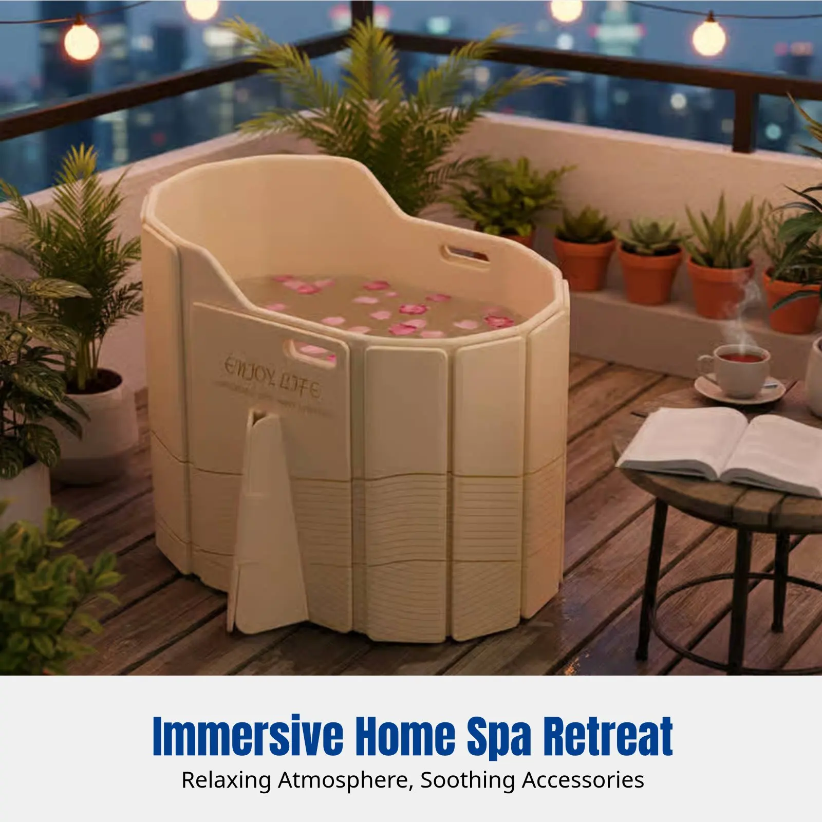 

Foldable Adult Soaking Tub, Thick High Barrel, No Installation, Double Bath, Space-Saving, Home Spa