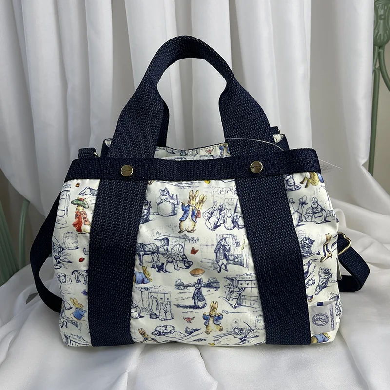 New Kawaii MINISO Rabbit Anime Cartoon Printed Handheld Cross Shoulder Bag Tote Large Capacity Handbag Christmas Gifts U166 U167