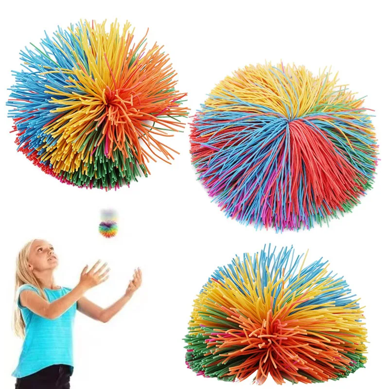 8/10cm Jugging Ball Colorful Rubber Wire Ball For Kids Anti-Stress Stretchy Ball Children's Novelty Sports Toy Funny Rubber Gift