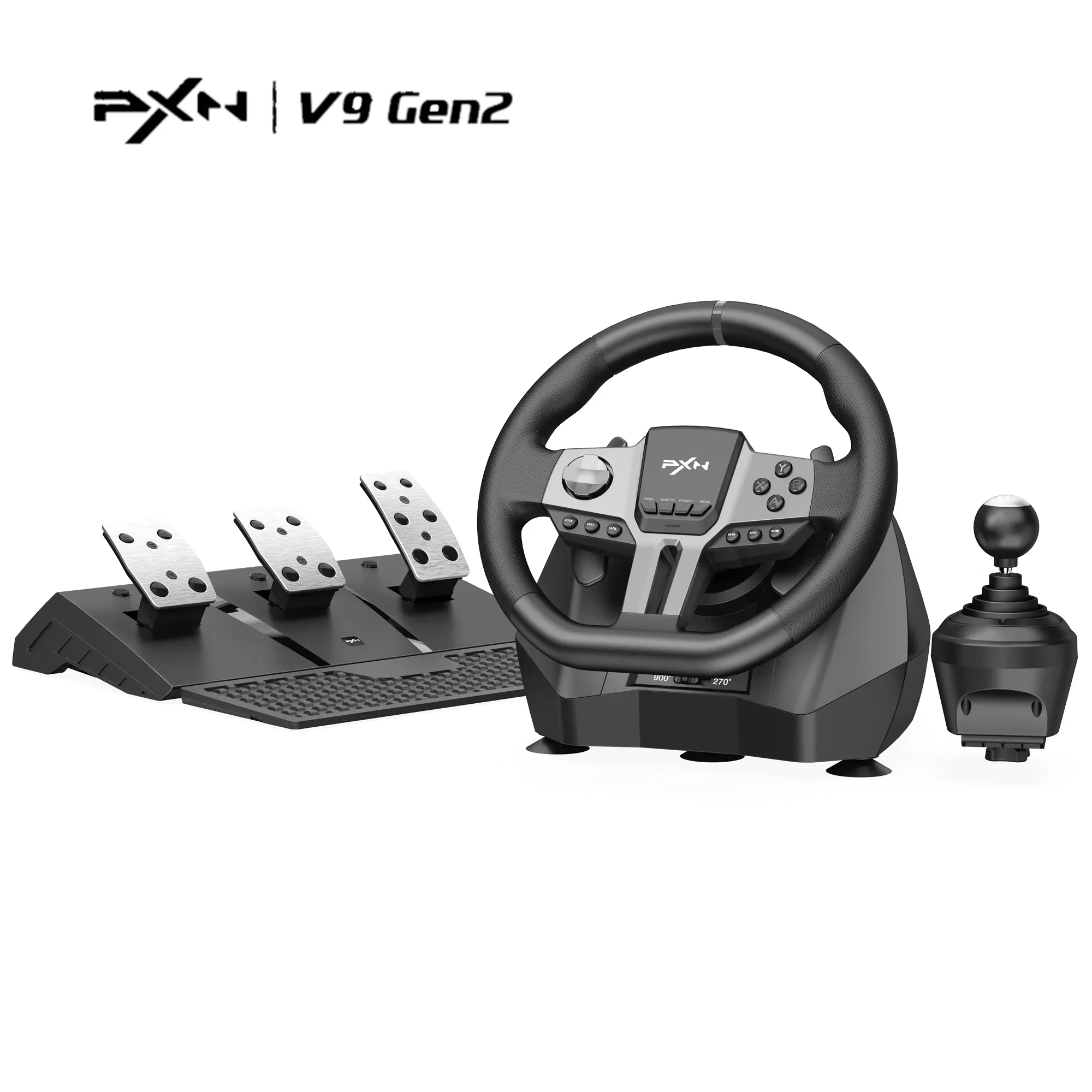 Volante de Juego PXN V9 Gen2 270 ° /900 °   Volante de Carreras para PS4/PS3/PC Windows 8,10,11/Switch/Xbox One/Xbox Series X/S
