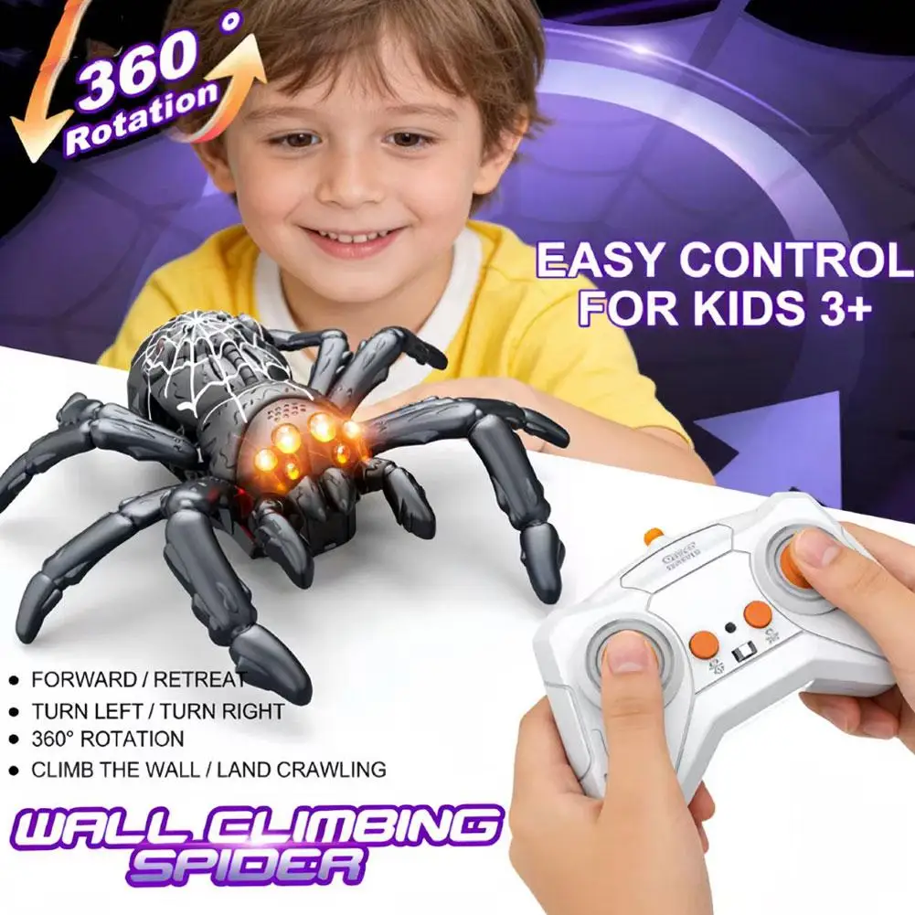 Giocattolo per auto da arrampicata su parete con ragno telecomandato, animale rettile lucertola bionico elettrico per bambini, robot strisciante realistico regalo per ragazzi
