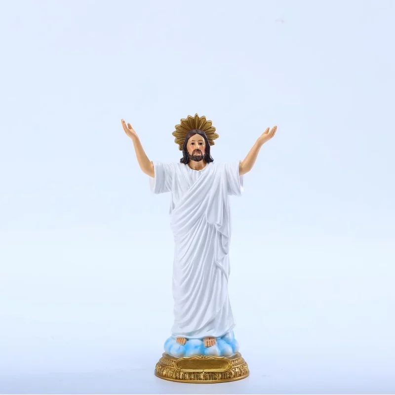 8 Inches Alleluia He Is Risen Car Decor Resin Jesus Christ Statue Resurrection Figurine Auto Decoration Christian Saint Statue