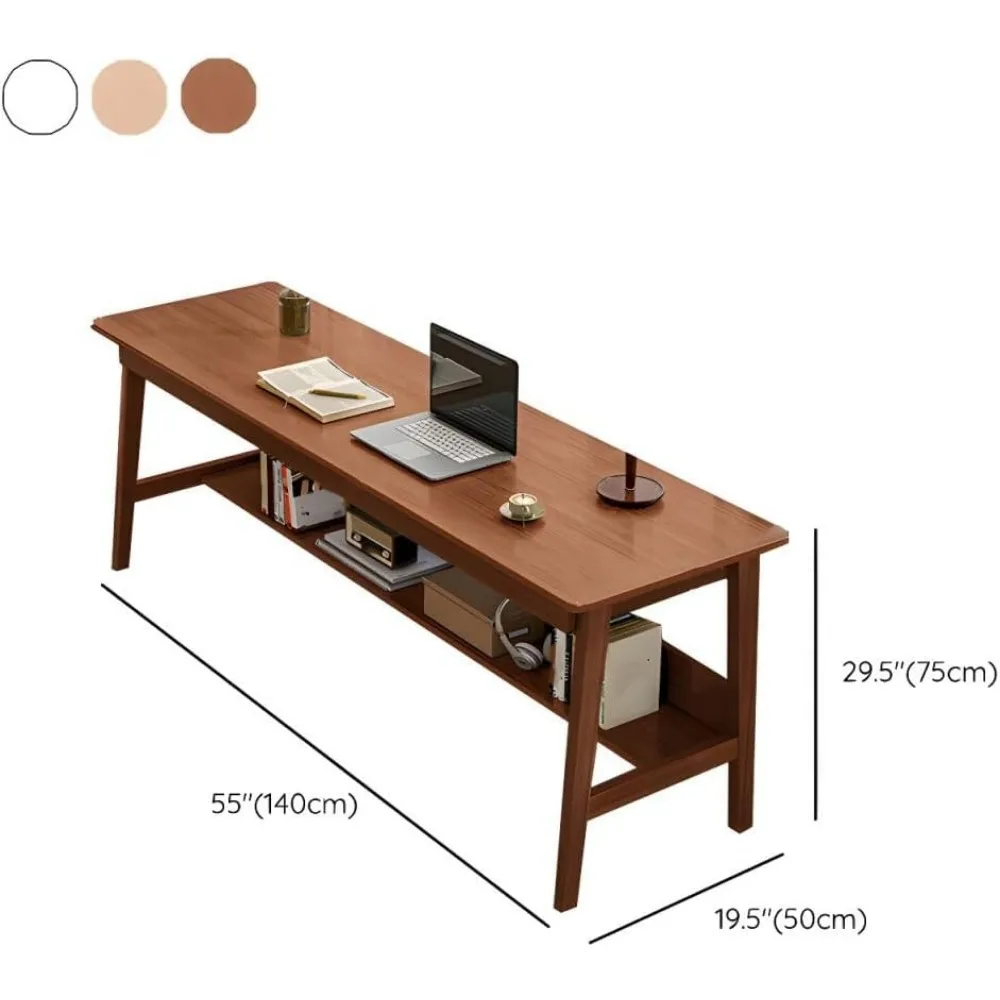 Modern Wooden Office Desk Rectangular Writing Desk with 4 Legs Bedroom Long Table Against The Wall, Narrow Table, Comput