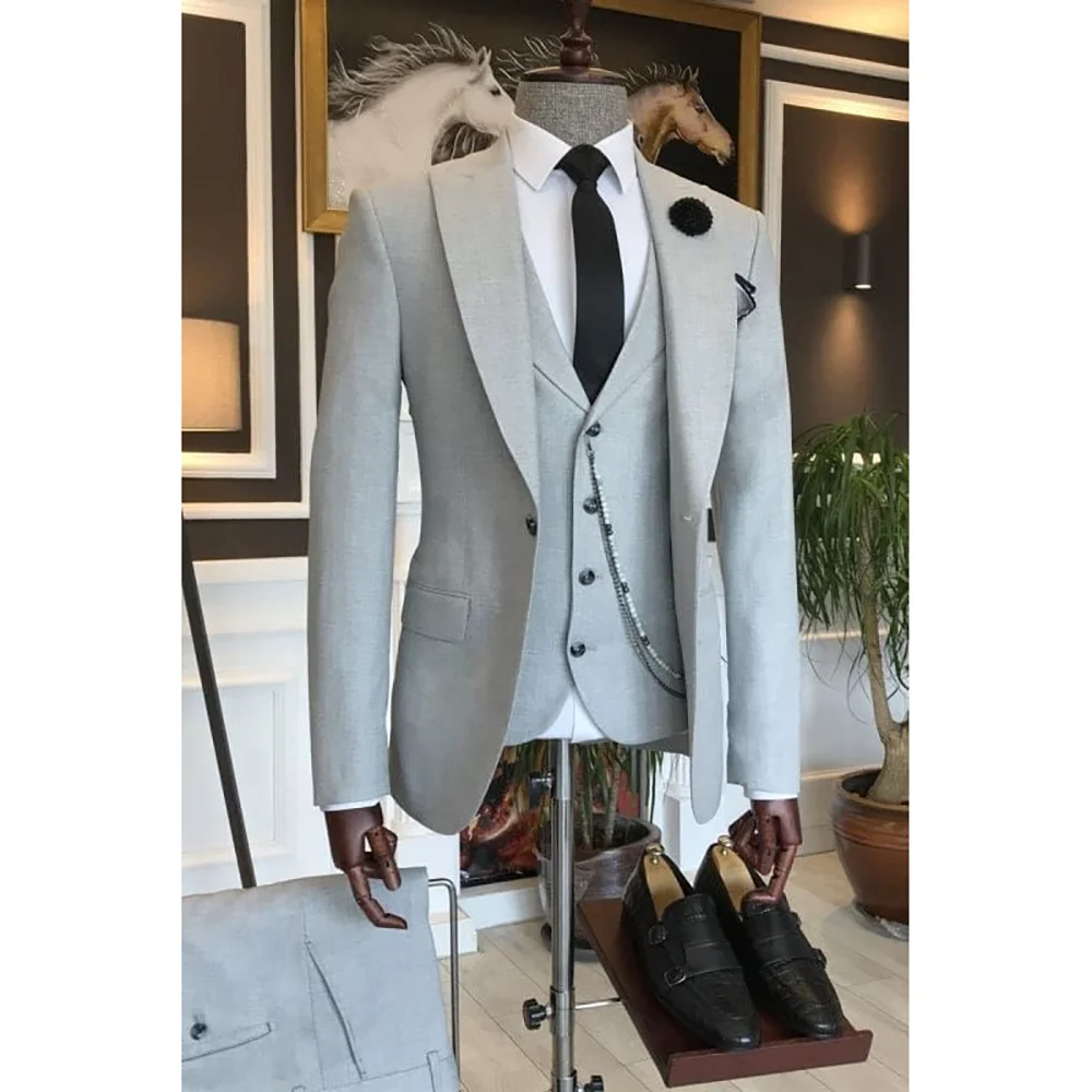 

Boutique Men's 3 Pieces Suit Set Slim Fit Chic Formal Business Work Commute Office Male Suits Jacket Pants Vest