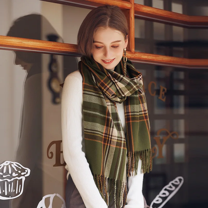 New Arrival Plaid Tassel Scarf for Women, Elegant Mid‑length Warm Neck Wrap For Winter