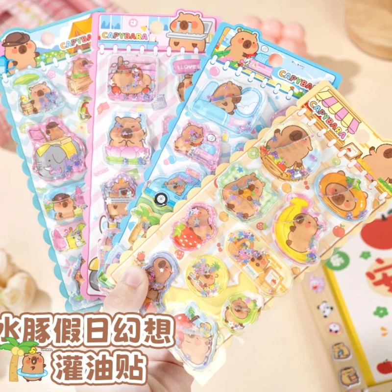 

1/4pcs Kawaii Capybara 3d Shake Sticker Cute Diy Mobile Case Decorative Sticker Student Stationery Handbook Stickers Handbook