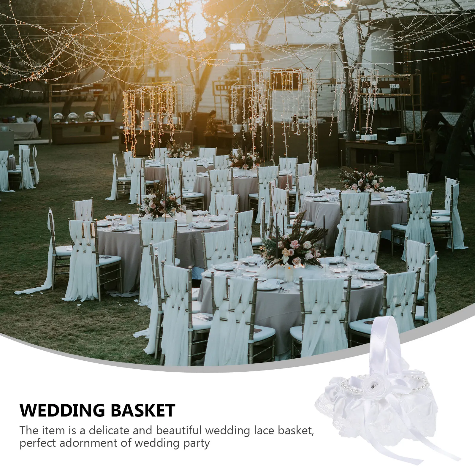 

1pc Lace Wedding Basket White Elegant Flower Girl Petals Storage Container Ceremony Gift Holder Multi-Purpose Handheld Sprinkler