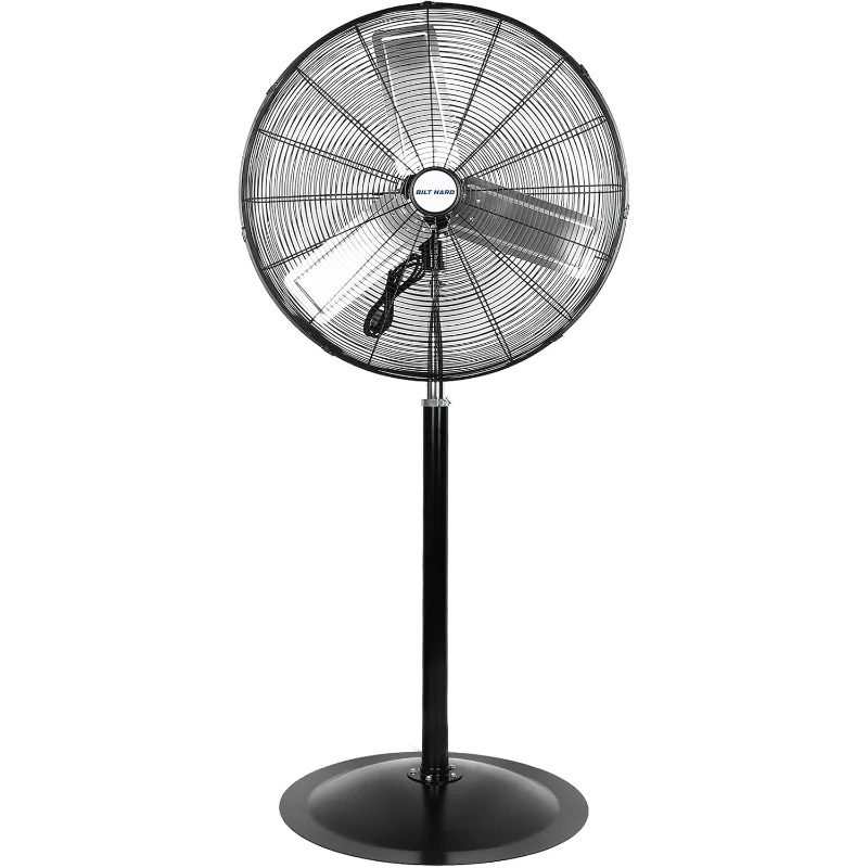 

BILT HARD 6450 CFM 24-дюймовый высокоскоростной осциллирующий вентилятор на подставке, 3-скоростной сверхмощный промышленный стоячий вентилятор с металлическим алюминием