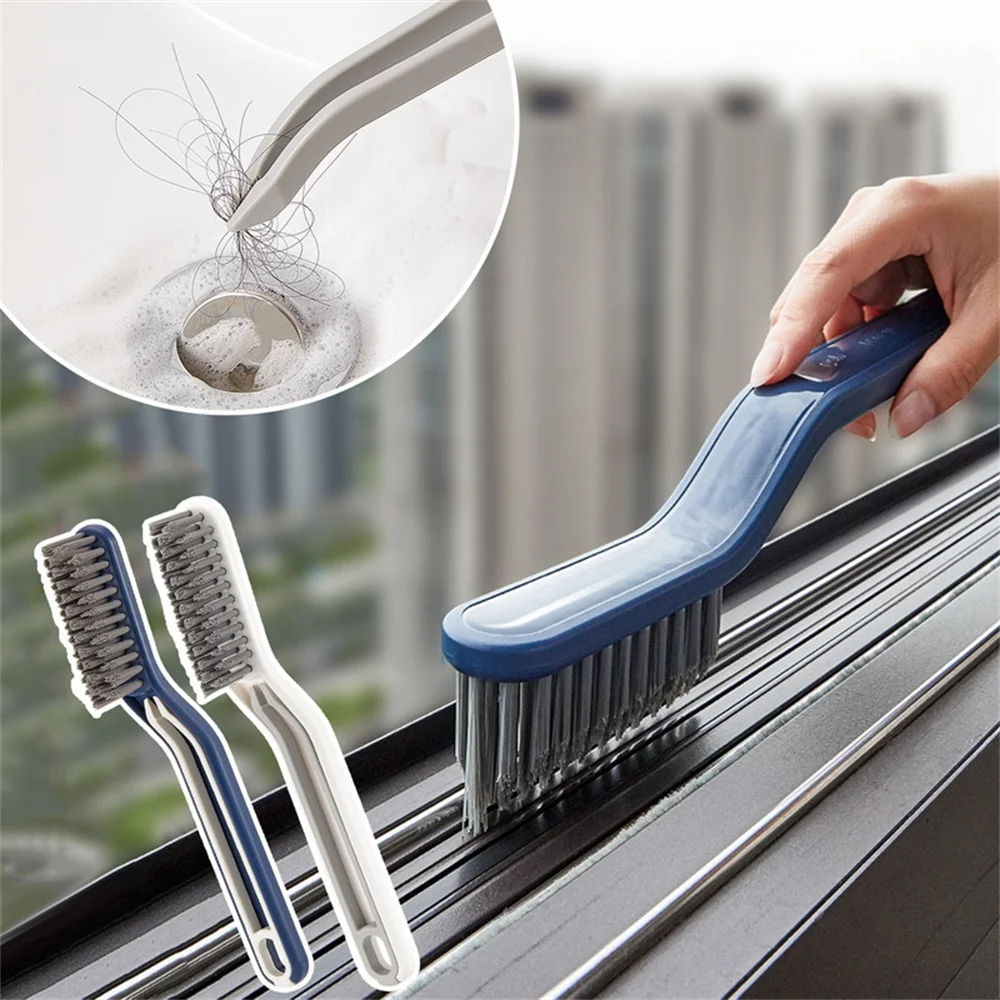 2In1 Cleaning Brush With Tweezers Set Bathroom Tile Cleaning Brush Window Crevice Groove Dirt Clip Household Floor Cleaning Tool