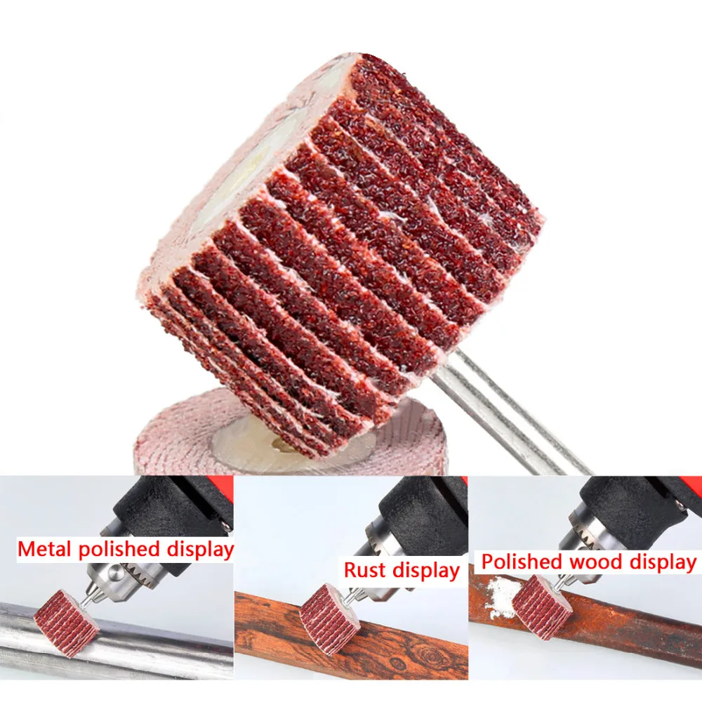 15PCS Sanding Flap Set with 3mm Shank Grinding Wheel Head Sander Abrasive Tools Sandpaper Rust Removal for Dremel Rotary Tools