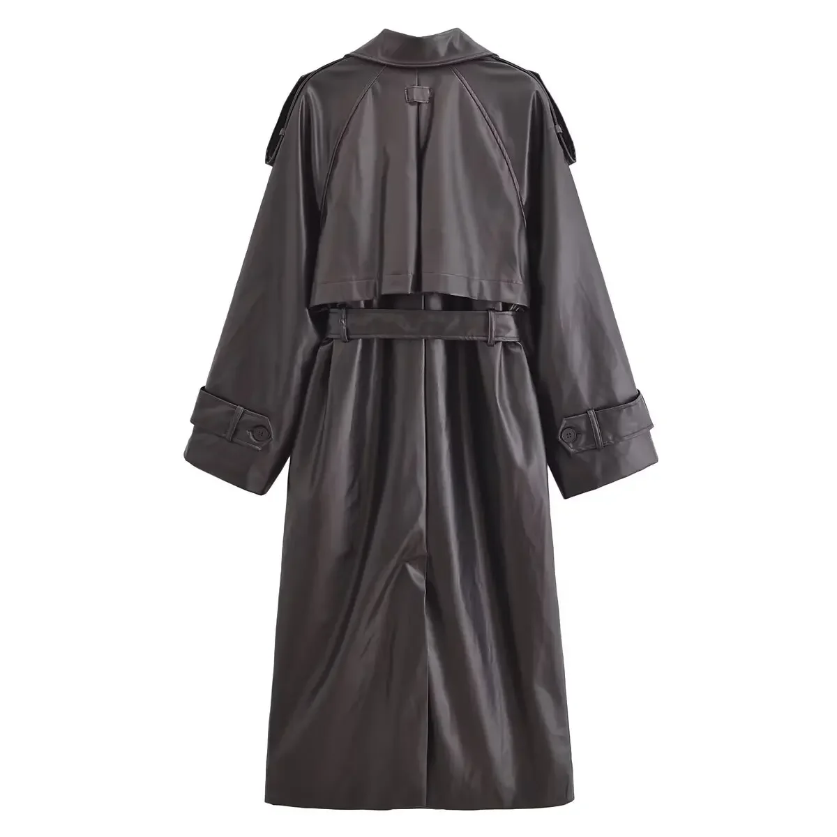 Giacche in pelle da donna con cintura Giacca a vento nera Capispalla Cappotto a maniche lunghe solido 2024 Giacche eleganti streetwear