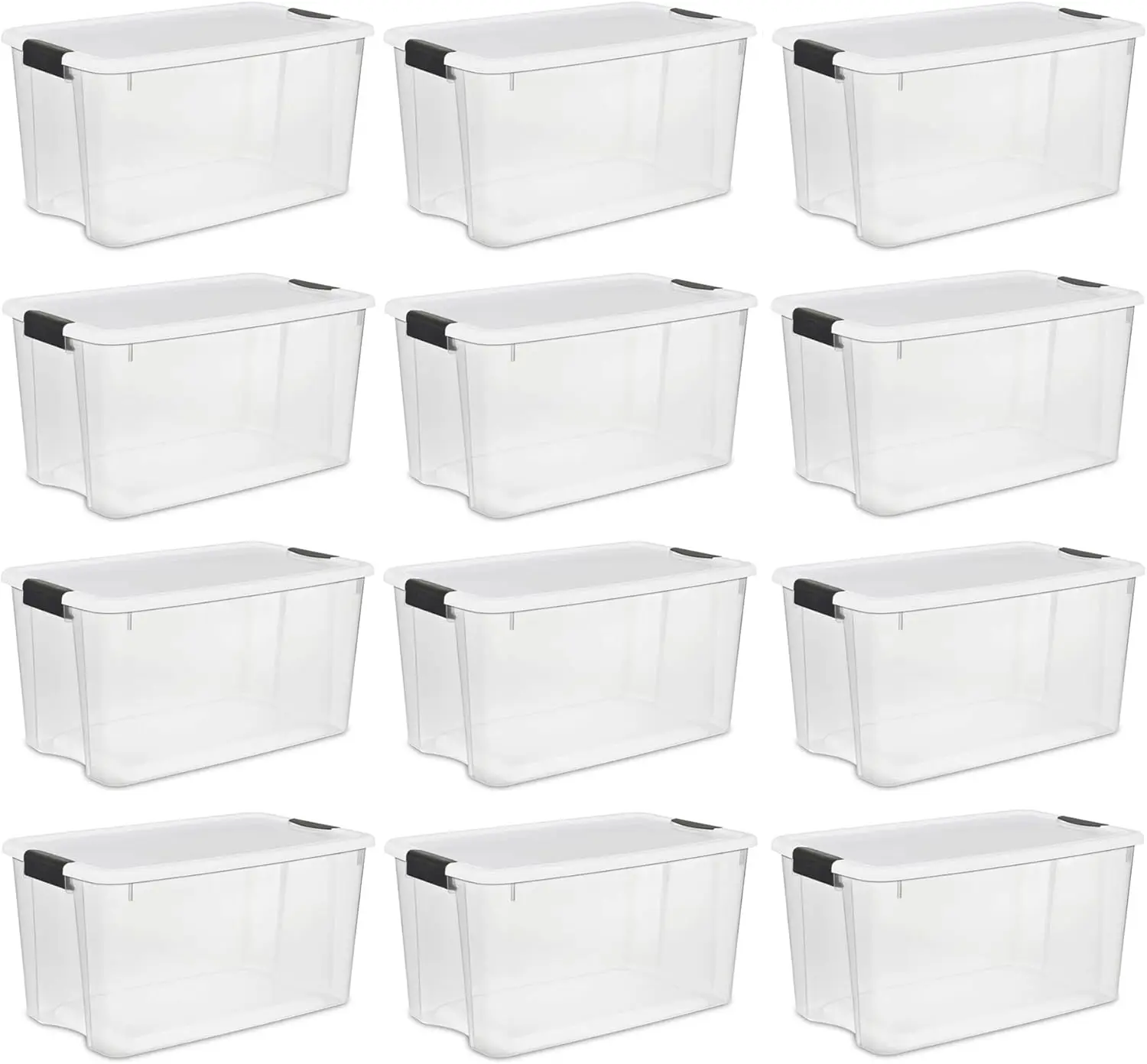 

Sterilite 70 Qt Ultra Latch Box, Stackable Storage Bin with Latching Lid, Organize Clothes, Sport Gear in Basement, Clear with W