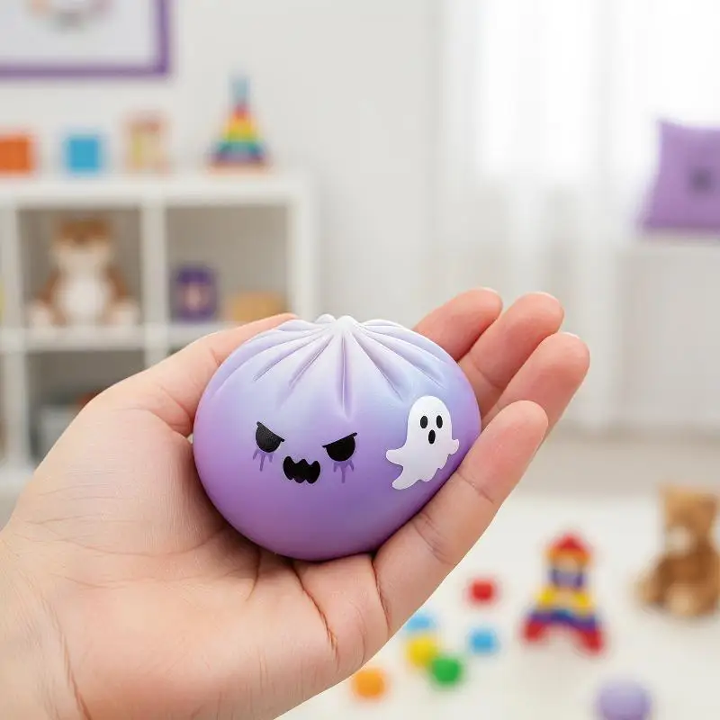 Halloween Ghost Stress Toy Cute Dumpling Shaped Squeeze Fidget Toy Soft Elastic for Kids Sensory Play Halloween Goodie Gifts