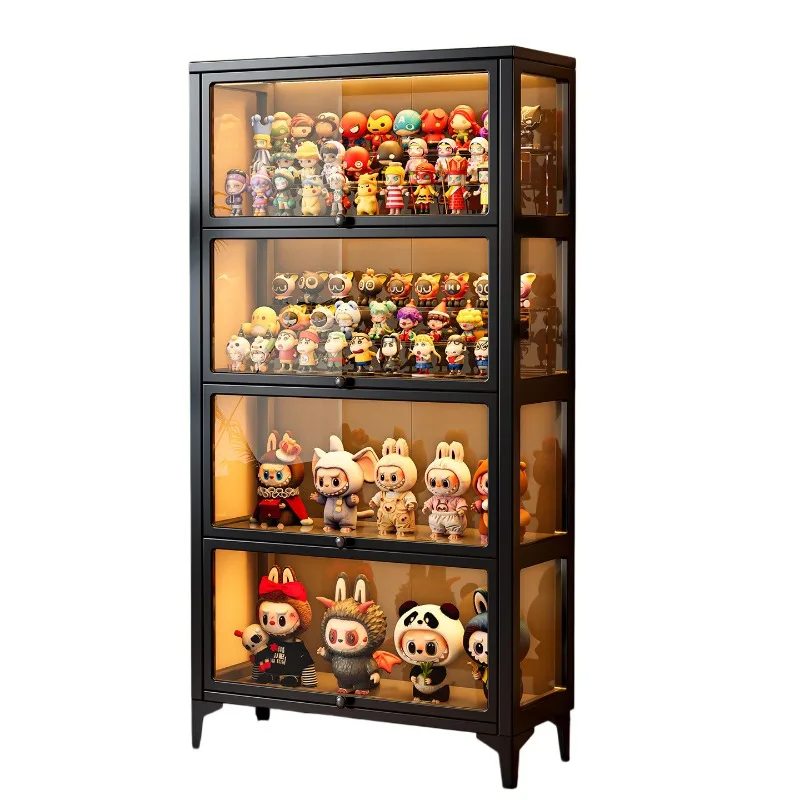 Figure display cabinet, transparent display shelf in living room, steel, household bedroom, dust locker