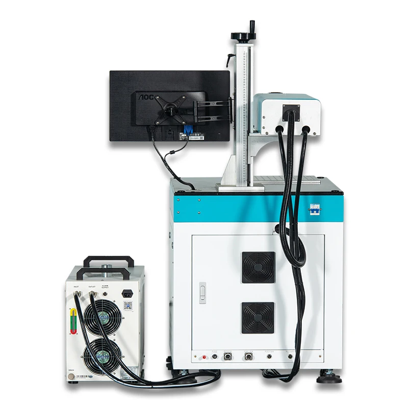 Glas Kristall Tasse Becher Flasche Markierung Druck Gravur Maschine UV 355nm 3D Kurve Markierung Optional 3W/5W/10W