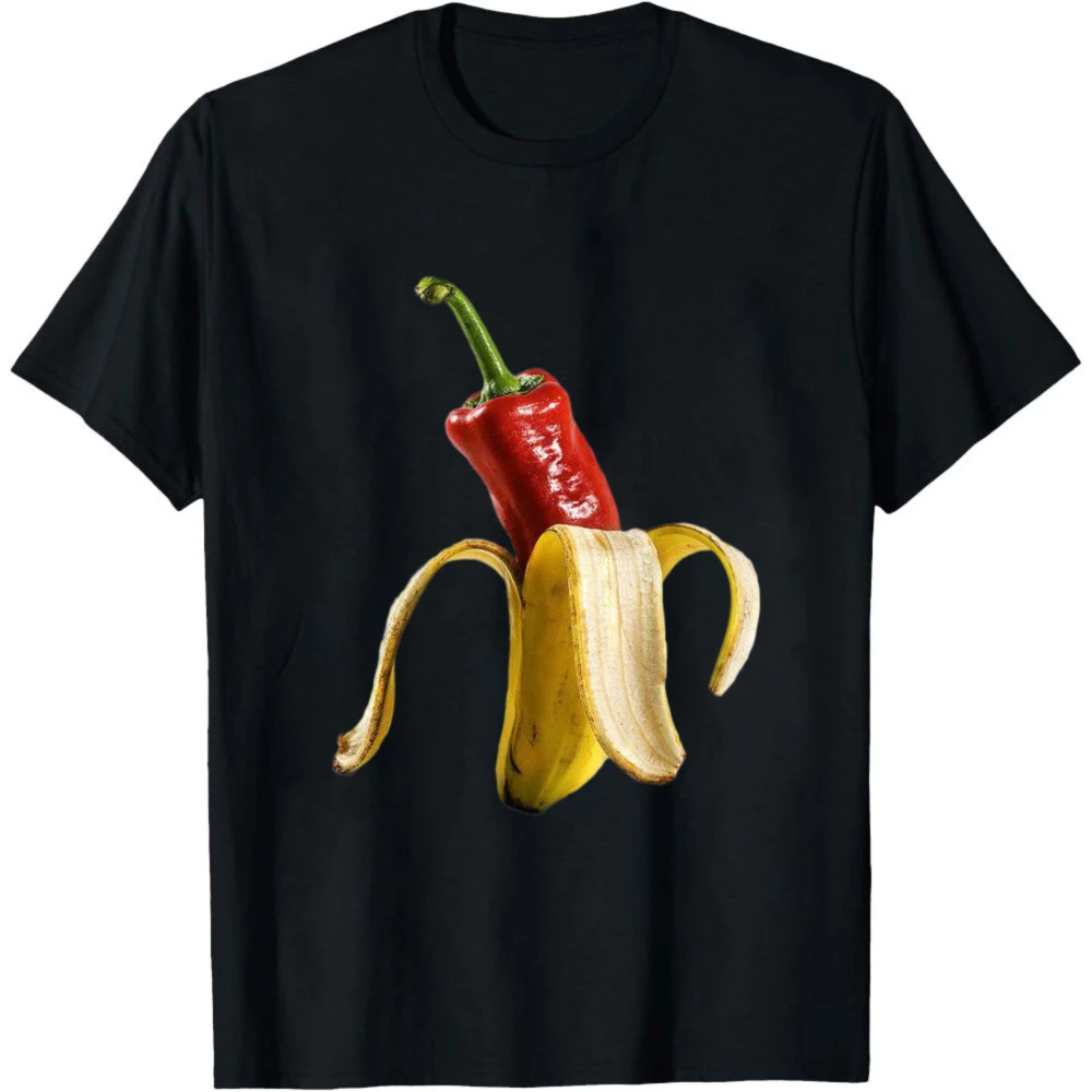 Banana Peel Red Pepper Surreal Novelty Fruit Graphic Men Summer T Shirt Weird Funny Creative Casual Short Sleeve Apparel