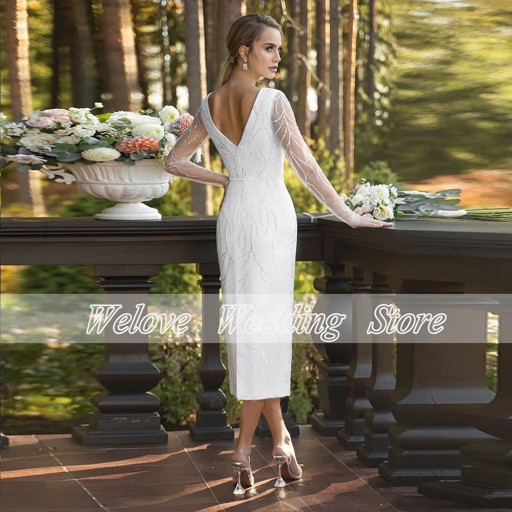 Vestido De novia blanco con mangas abombadas, ropa De novia con Espalda descubierta, con lazo, Vintage, personalizable