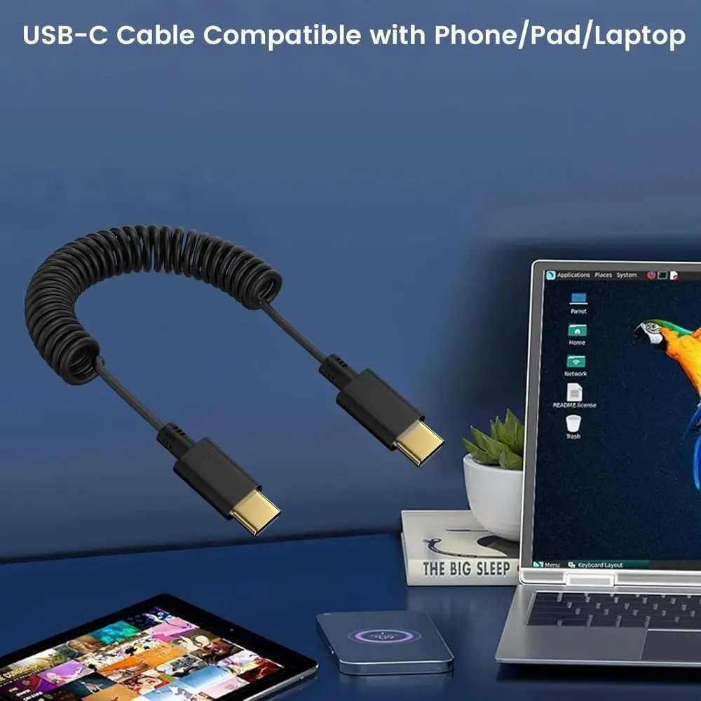 

Type-C To Type-C Microphone Cable Spring Wire 3.5mm Mic Cord TPE for DJI mic mini/mic 2/1 pocket 3/2 action 5 pro/action 4