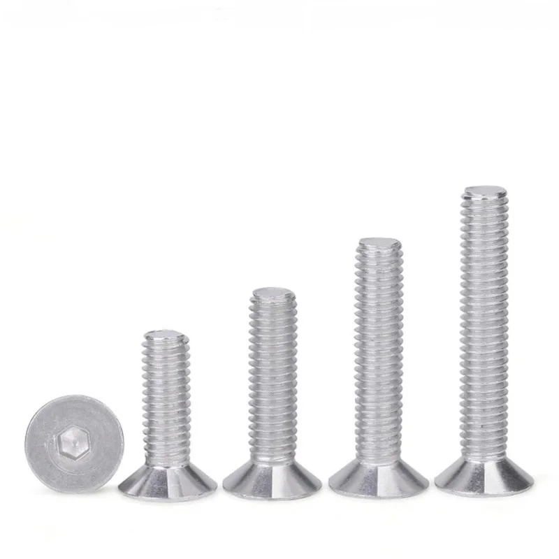 M3 M4 M5  Aluminium  Alloy Hexagon Hex Socket Countersunk Screw Flat Head Allen Bolts 6061