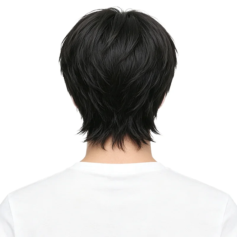 Yuta Okkotsu Cosplay Wigs Jujutsu Kaisen Black Side Part Short Wig Natural Layered Anime Heat Resistant Hair Cosplay Convention