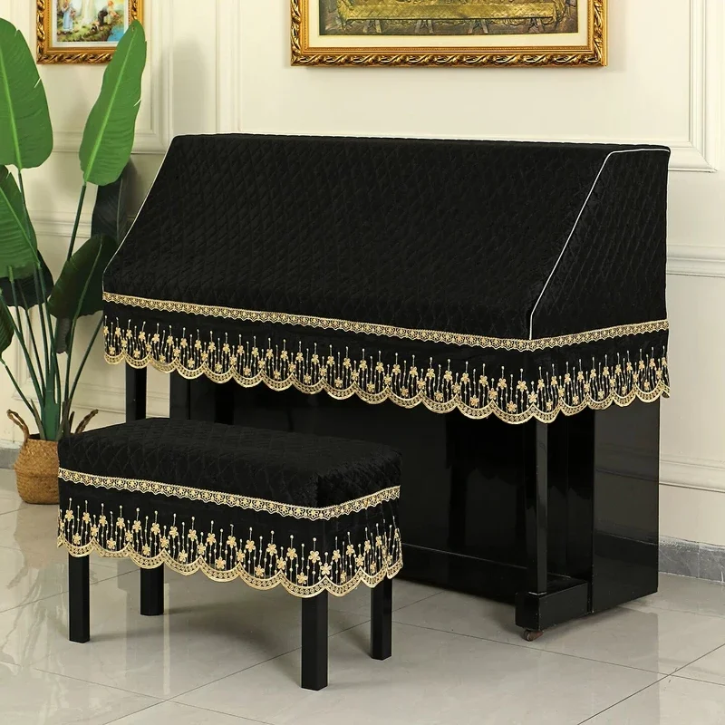 Thickened Diamond Shaped Quilted Piano Protective Cover Villa Living Room Single Piece Decorative Cloths Removable Dust Shield