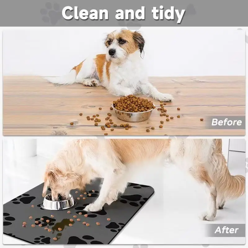 VIKAMA Pet Feeding Floor Mat Water-Absorbing Cooling Anti-Slip Mat Cat Mat Dog Mat Special Wipe No-Wash Pet Mat view 6